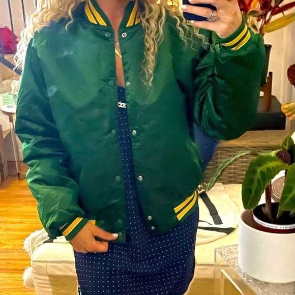 𝅺medium Satin varsity jacket coat Starter like Chalkline vintage 80s retro 90s